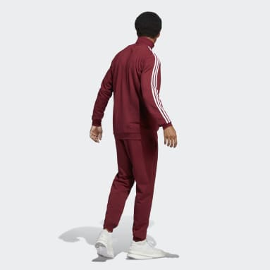 Basic 3-Stripes French Terry Track Suit Bordowy