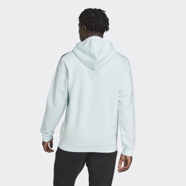 Polerón con Capucha Essentials Fleece Logo 3 Tiras Azul Hombre Sportswear