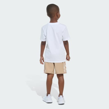 Two-Piece Short Sleeve Tee and Camo 3-Stripes Woven Shorts Set