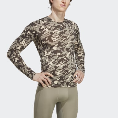 Männer Fitness & Training Techfit Allover Print Training Longsleeve Grün