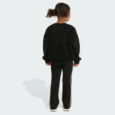 Children Training Black LS VELOUR CREW FLAIR PANT SET