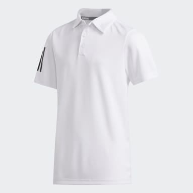 Youth 8-16 Years Golf White 3-Stripes Golf Polo Shirt