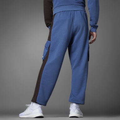 Men Training Blue Colorblock French Terry Pants