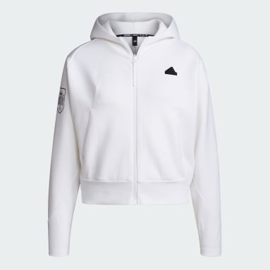 Women's White Zip Up Hoodies for Women Long Sleeve Hooded Cropped  Sweatshirts (Color : White, Size : XL)