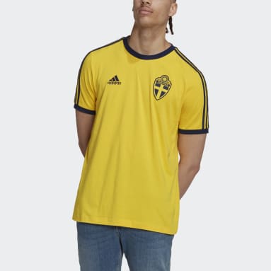 Men Football Yellow Sweden 3-Stripes Tee