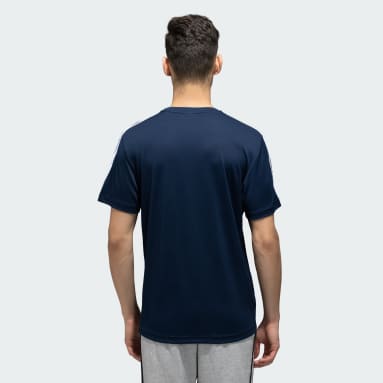 Men Training Blue SPORTY MEN ROUND NECK  3-STRIPES TEE