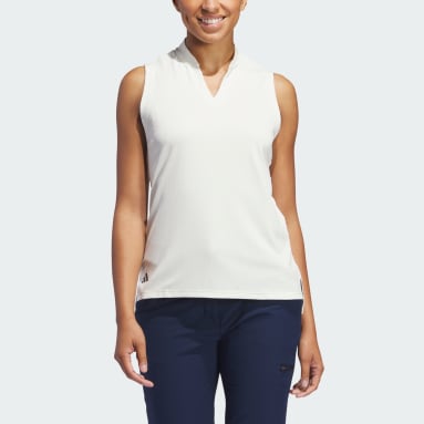 Women's Golf Beige Ultimate365 Textured Sleeveless Polo Shirt