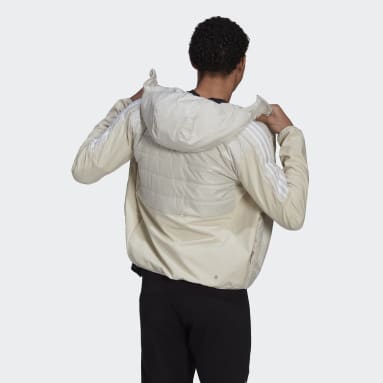 Men Outdoor Beige Essentials Insulated Hooded Hybrid Jacket