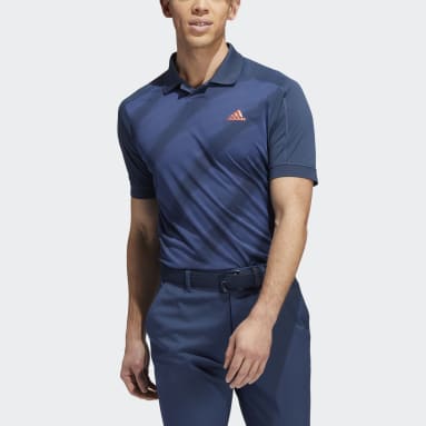 Herr Golf Blå Statement Print Polo Shirt