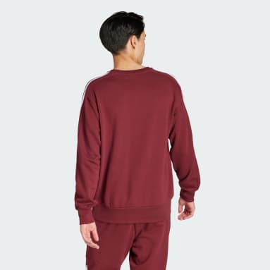 Sudadera Essentials French Terry 3 bandas Burgundy Hombre Sportswear