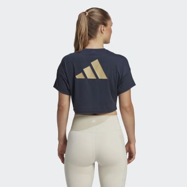 Kvinder Fitness Og Træning Blå Train Icons Print T-shirt