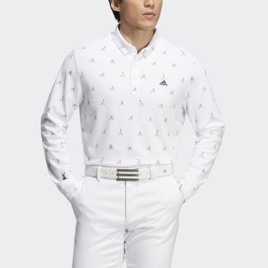 남성 Golf White 에어로레디 플레이 그린 모노그램 긴팔 폴로 셔츠