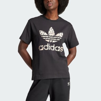 ADIDAS FEMMES H18026 T-SHIRT AVEC IMPRIMÉ EN TREILLIS DORÉ NOIR