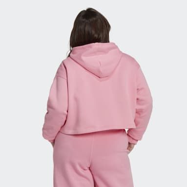 Women's Originals Pink Adicolor Essentials Crop Fleece Hoodie (Plus Size)