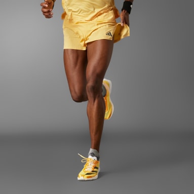 Men Running Orange Adizero Running Split Shorts
