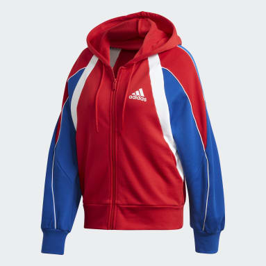 red adidas zip up hoodie womens