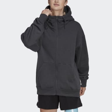 Ženy Sportswear Siva Mikina s kapucňou Studio Lounge Fleece Full-Zip