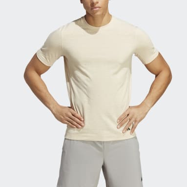 Polera de Entrenamiento Yoga Beige Hombre Studio