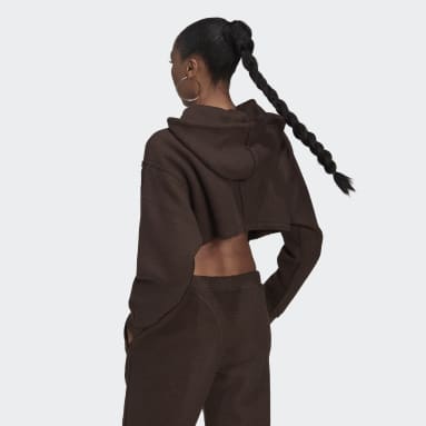 Veste à capuche courte entièrement zippée Loungewear Marron Femmes Originals