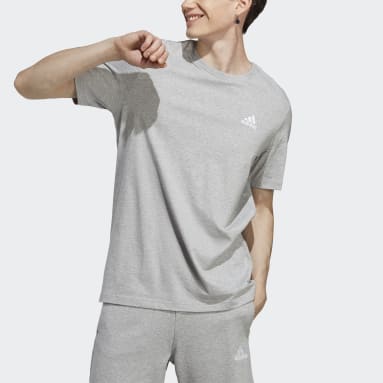 Camiseta Essentials Single Jersey con Logo Bordado Gris Hombre Sportswear
