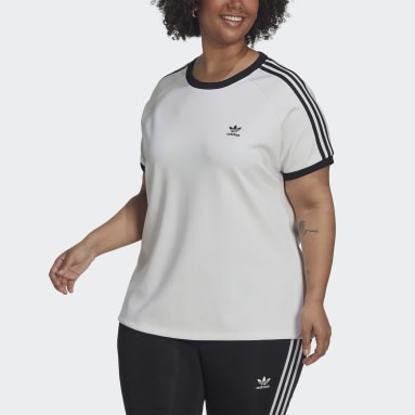Dames Originals wit Adicolor Classics Slim 3-Stripes T-shirt (Grote Maat)