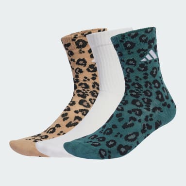 Conjunto de 3 pares de meias com estampa de leopardo