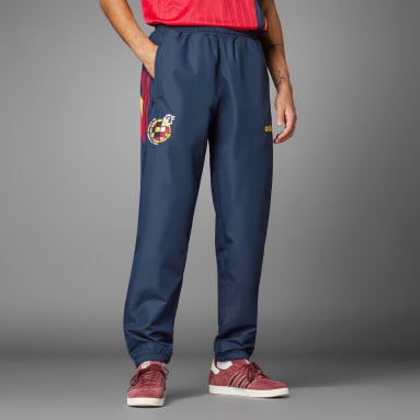 Calças 1996 da Espanha Azul Futebol