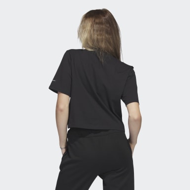 Frauen Sportswear Marimekko Crop T-Shirt Schwarz
