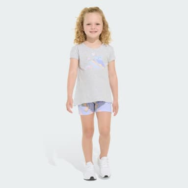 Two-Piece Back Pleat Heather Tee and Bike Shorts Set