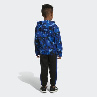 Children Training Blue Camo Fleece Pullover Hoodie Set