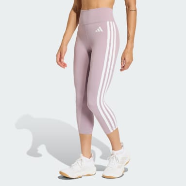 กางเกงรัดรูปออกกำลังกายสามส่วน Optime Essentials 3-Stripes