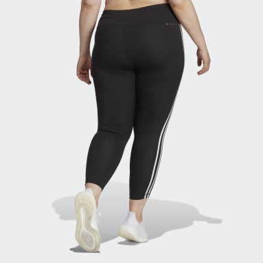Ženy Tréning A Fitnes čierna Legíny Train Essentials 3-Stripes High-Waisted 7/8 (plus size)