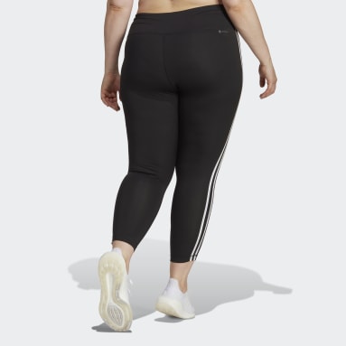 Women Gym & Training Black Train Essentials 3-Stripes High-Waisted 7/8 Leggings (Plus Size)