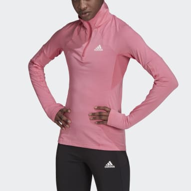 Women Running AEROREADY Designed 2 Move Cotton Touch 1/2-Zip Long-Sleeve Top