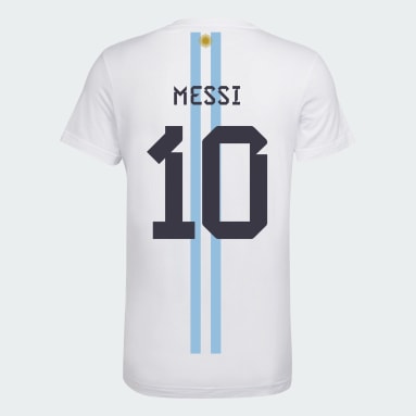 Men Football White Messi Name and Number Tee