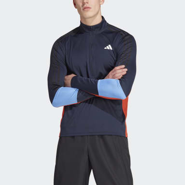Maglia da allenamento Colorblock Quarter-Zip Long Sleeve Blu Uomo Fitness & Training
