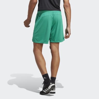Men Gym & Training Green Workout PU Print Shorts