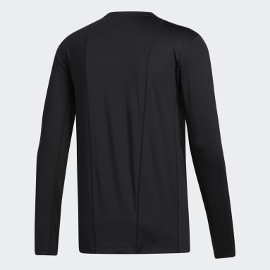 Camiseta Ajustada Manga Larga Techfit 3 Rayas Negro Hombre Training