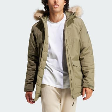 Parka à capuche fourrure vert Hommes Sportswear