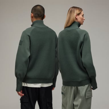Lifestyle Green Y-3 Funnel-Neck Knit Sweater