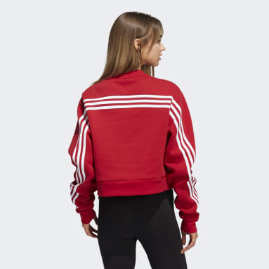 Women's Training Red 3-Stripes Crew Sweatshirt