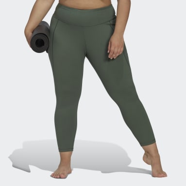 Women Training Green adidas Yoga Studio 7/8 Leggings (Plus Size)