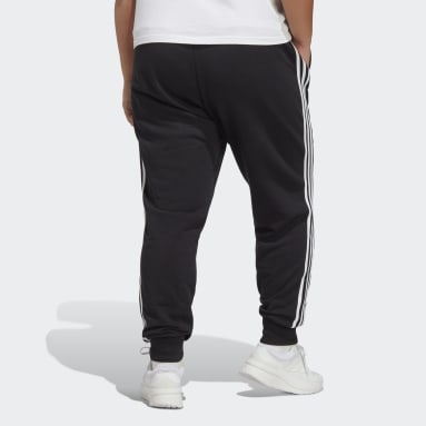 Dam Sportswear Svart Essentials 3-Stripes French Terry Cuffed Pants (Plus Size)