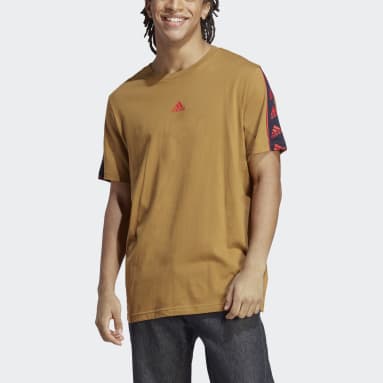 ผู้ชาย Sportswear สีน้ำตาล เสื้อยืด Brandlove