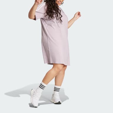 Women's Sportswear Purple Essentials 3-Stripes Single Jersey Boyfriend Tee Dress (Plus Size)