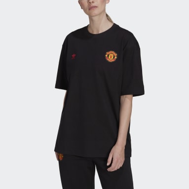 Camiseta Essentials Trefoil Manchester United Negro Mujer Originals