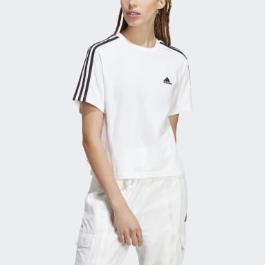 Crop top en jersey Essentials 3-Stripes Blanc Femmes Sportswear