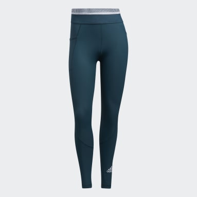 Women Training Turquoise Techfit Badge of Sport Long Tights