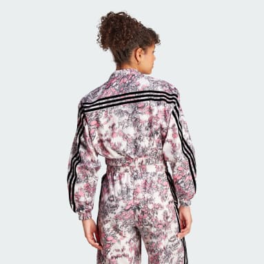 Chamarra Future Icons 3 Franjas Tejida Cierre Corto Rosa Mujer Sportswear