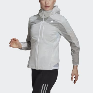 Women Running White Adizero Marathon Jacket